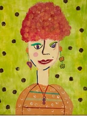 Vibrant Green & Pink Abstract Portrait Canvas Board 

Original not for sale